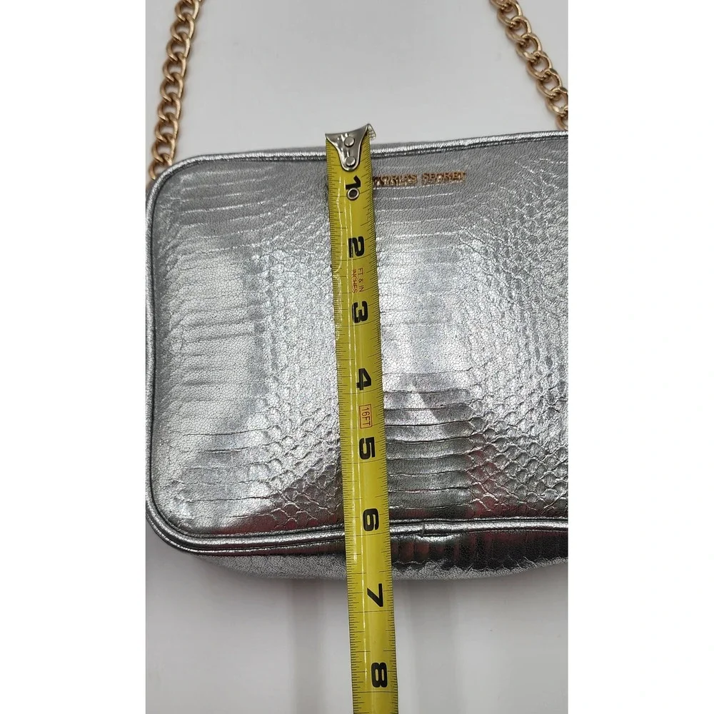 Victoria's Secret Crossbody Bag Womens Small Silver Excellent Snakeskin Tassel